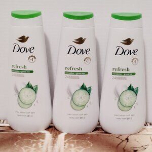 3 Dove Refresh Body Wash Cucumber & Green Tea 24hr Lotion-Soft Skin - 20 fl oz